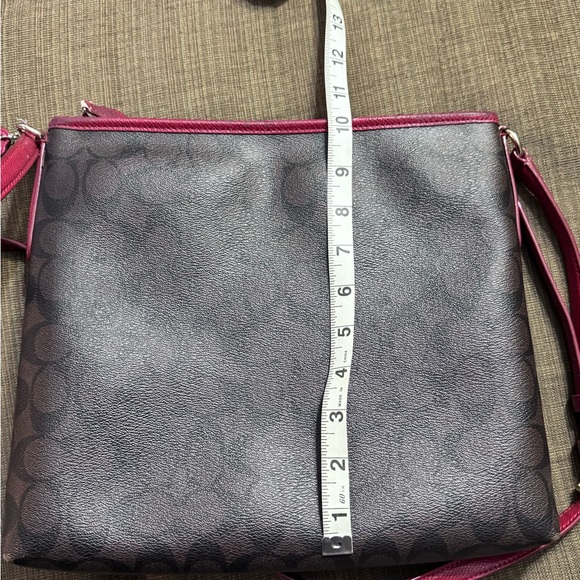 COACH Brown Signature Crossbody with Pink Trim and Strap - Picture 8 of 8